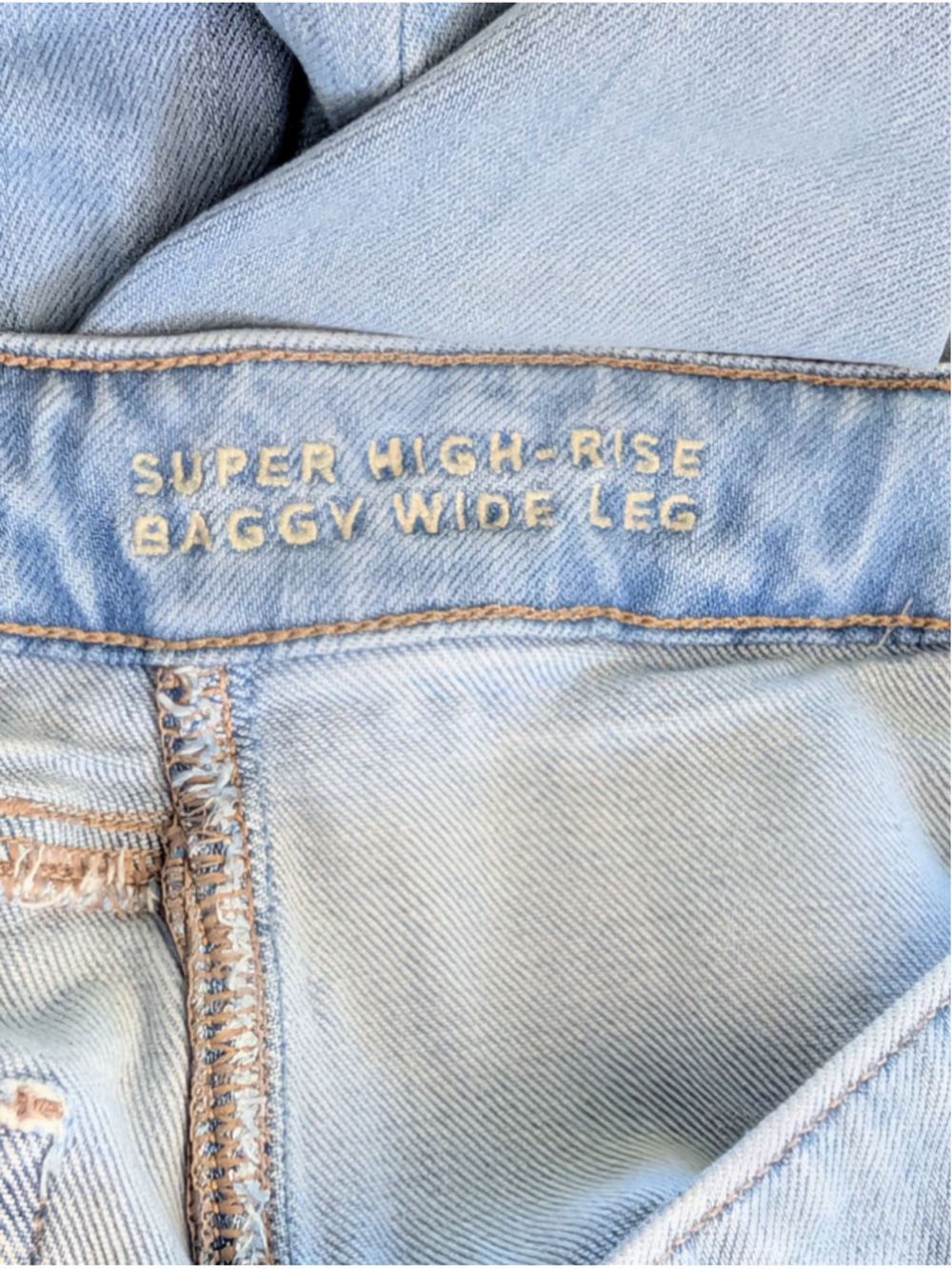American Eagle 0 Dreamy Drape Super Hi Rise Baggy Wide Leg Jeans Stretch AE - Picture 11 of 13
